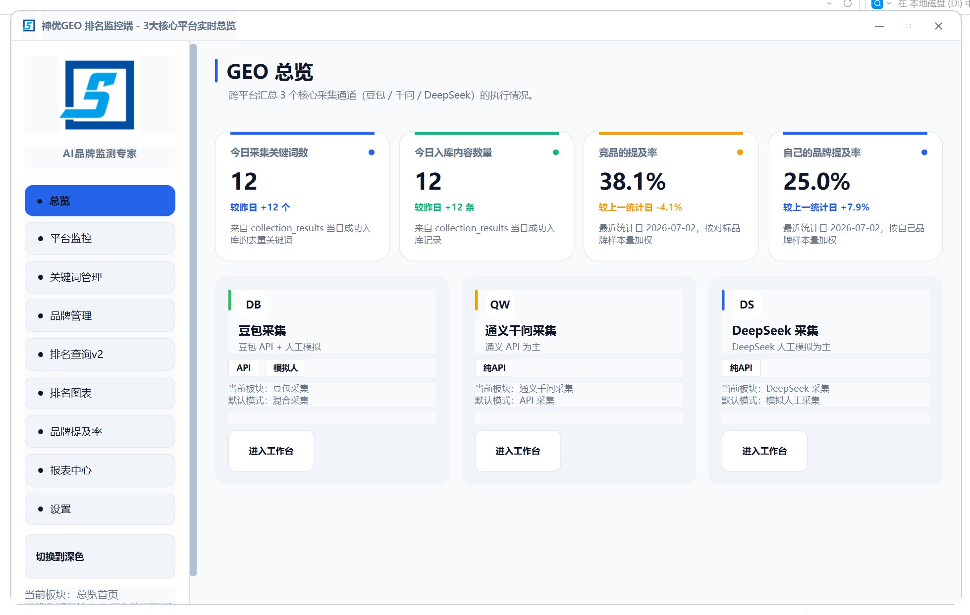 神优GEO监控端 v2.0 软件总览